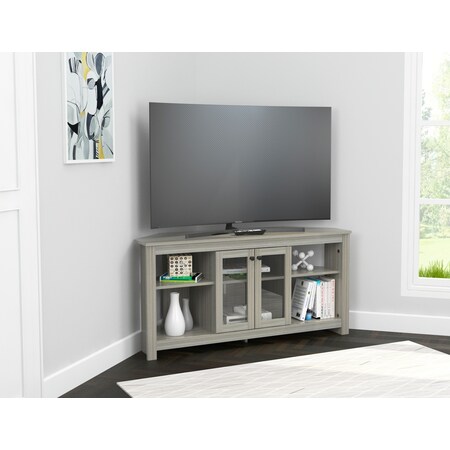 Inval Corner TV Stand 50 in. W Washed Oak Fits TVs Up to 60 in. with Adjustable Shelves MTV-20019